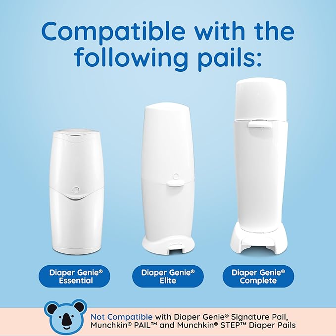 Reli. Diaper Pail Refill Bags, Compatible with Genie Complete, Expressions (5 Pack) | Pail Refills Unscented | Odor Blocking, Strong, Easy Replacement | Holds up to 1,400 Newborn Diapers