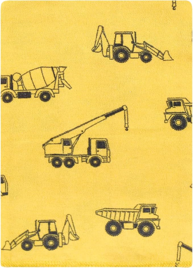 Hudson Baby Unisex Baby Cotton Flannel Burp Cloths Bundle, Construction, One Size