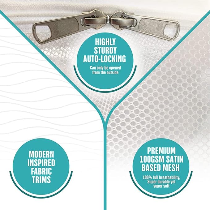 KinderSense® - Baby Safety Crib Tent - Premium Toddler Crib Topper to Keep Baby from Climbing Out - See Through Mesh Crib Net - Mosquito Net - Pop-Up Crib Tent Canopy