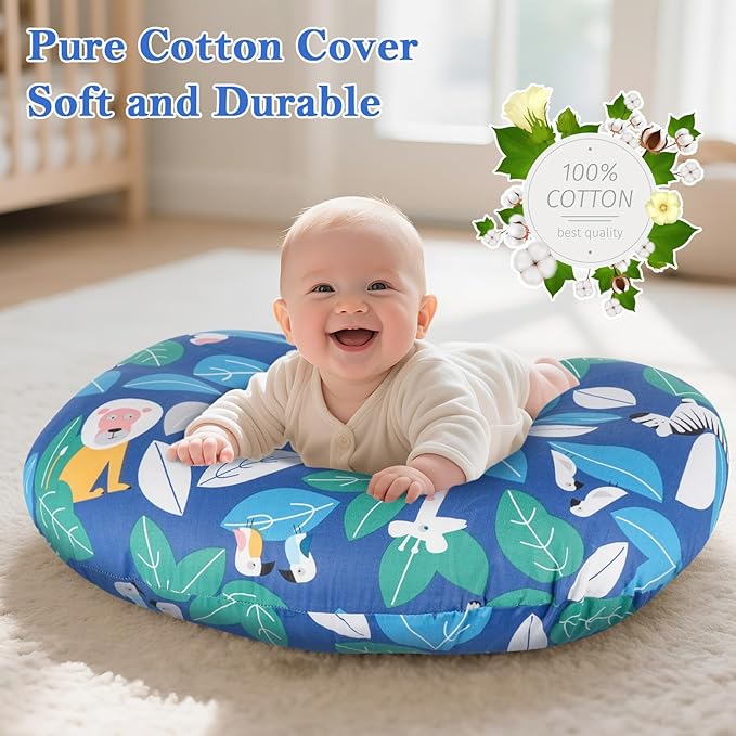 Ergonomic Nursing Pillow for Breastfeeding & Bottle Feeding, Breastfeeding Pillow to Reduce Back Neck Strain, Suitable for Breastfeeding Mom & Baby, Washable Cotton Cover(Jungle)