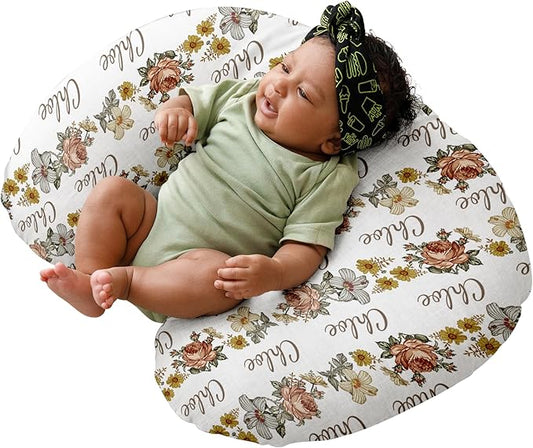 Dyoart Baby Nursing Pillow Cover,Personalized Name Soft Nursing Covers,Breastfeeding Pillow Slipcover for Bottle Feeding,Gifts for Toddler Infant,Flowers(one Size)