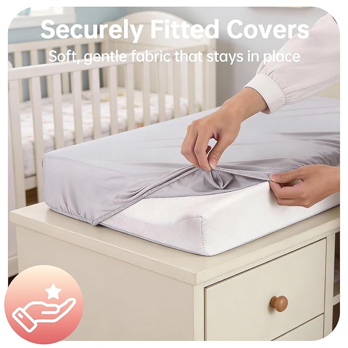 Changing Pad Cover Compatible with Graco,15 x 33 Inches,Organic Cotton,Breathable & Easy to Clean Changing Pad Sheets Compatible with Graco for Girls and Boys,2PACKS