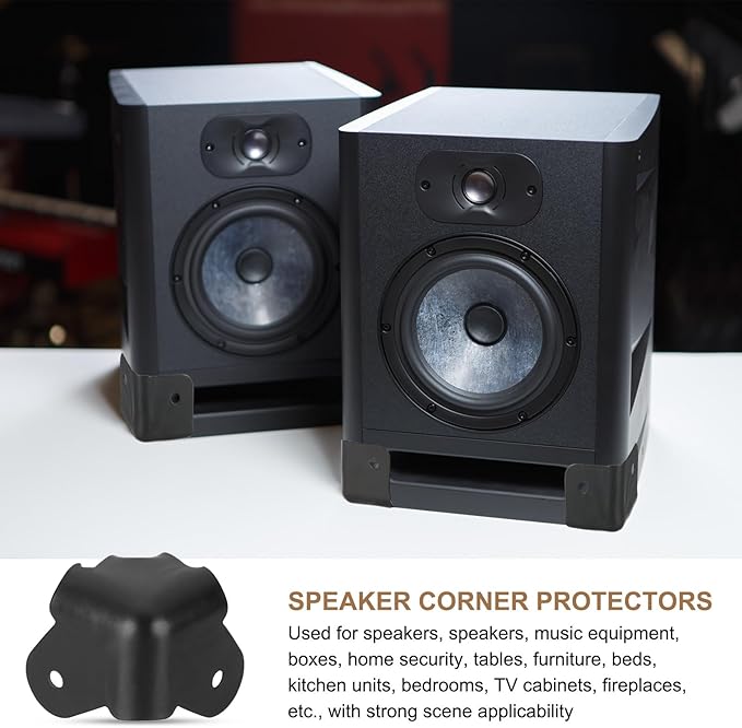 uxcell 8 Pcs 1.85" x 1.85" Speaker Corner Protectors, Iron Box Corner Edge Guard for Speaker, Guitar, Stage, Cabinets, Accessories Replacement, Black