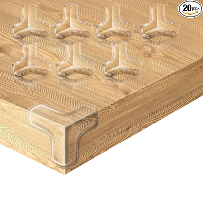 20 Pack Corner Protectors, Clear Corner Guards Table Edge Protectors, Baby Safety Corner Bumpers Covers, Furniture & Sharp Corner Baby Proofing, T-Shaped