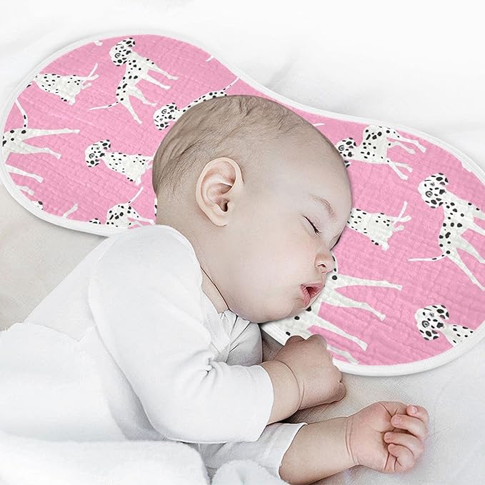Dalmatian Dogs On Pink Muslin Burp Cloths for Baby 2 Pack 100% Cotton Baby Washcloths Bibs for Boy Girl