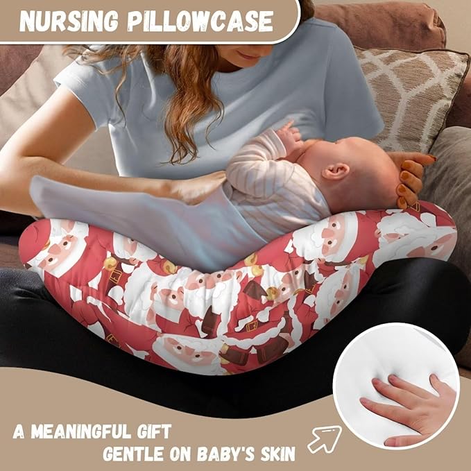 Santa Claus 3 Nursing Pillow Case for Newborn Support for Breastfeeding,Bottle Feeding & Bonding Feeding Pillow Cover Soft and Cozy Breastfeeding Pillow Slipcover Cover Only