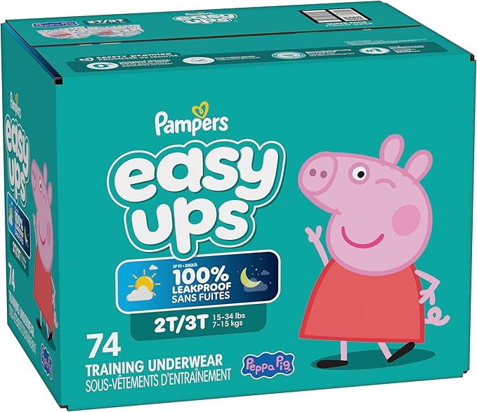 Pampers Training Pants - Easy Ups Girls & Boys - Size 2T-3T, 74 Count, Peppa Pig Potty Underwear (Packaging May Vary)