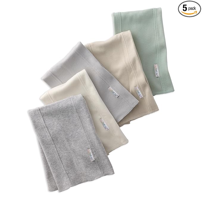 Butterblu Bailey 5-Pack Burp Cloths 100% Organic Cotton Knit for Newborn & Baby Boys & Girls, Seafoam, One Size