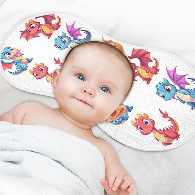 vvfelixl Muslin Burp Cloths Cute Little Dragons Baby Washcloths for Baby Girl Boys 2 Pack