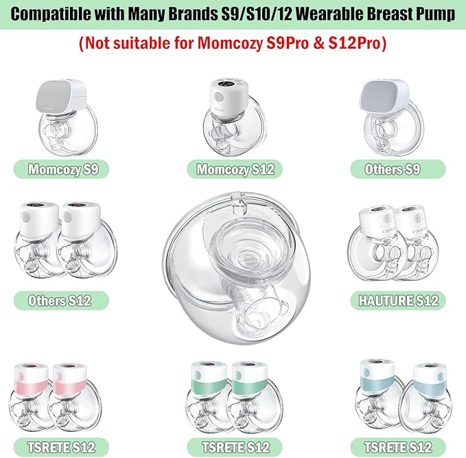 Wearable Breast Pump Milk Collector Cup Accessories,Compatible with TSRETE S12/S9,Kmaier S12 Wearable Breast Pump,Include Duckbill Valve,Silicone Diaphragm,24mm Flange,Milk Collector,Linker