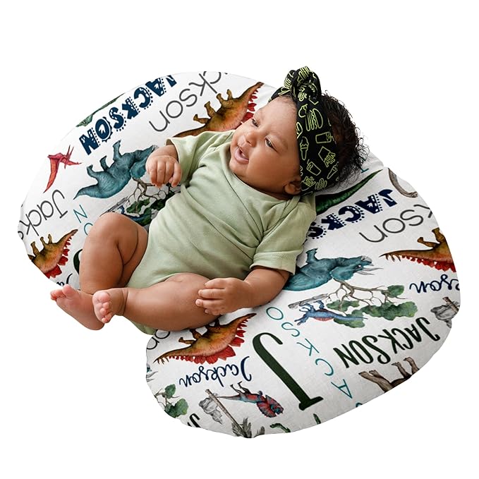 Dyoart Baby Nursing Pillow Cover,Personalized,Custom,Soft Nursing Covers,Breastfeeding Pillow Slipcover for Bottle Feeding,Custom Gifts for Toddler Infant,Dinosaur(one Size)