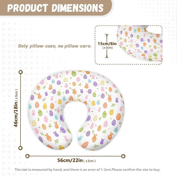 Rabbit and Easter Egg Nursing Pillow Cover for Baby Boy Girl Soft and Stretchy Safely Breastfeeding Pillow Cover Baby Essentials