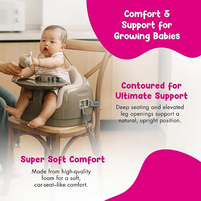 Bumbo 3-in-1 Multi-Seat for 6 to 36 Months, Travel Baby Feeding & Play Floor Seat, All-in-One Portable Booster with Tray & Toddler High Chair, Breige/White Sand