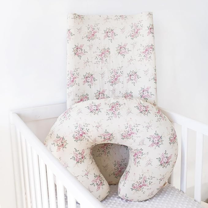 Owlowla Changing Pad Cover,Ultra Soft Cotton Changing Table Covers,Breathable&Durable Nursery Diaper Changing Pad Sheets for Baby Boys Girls(Cream&Mauve Floral)