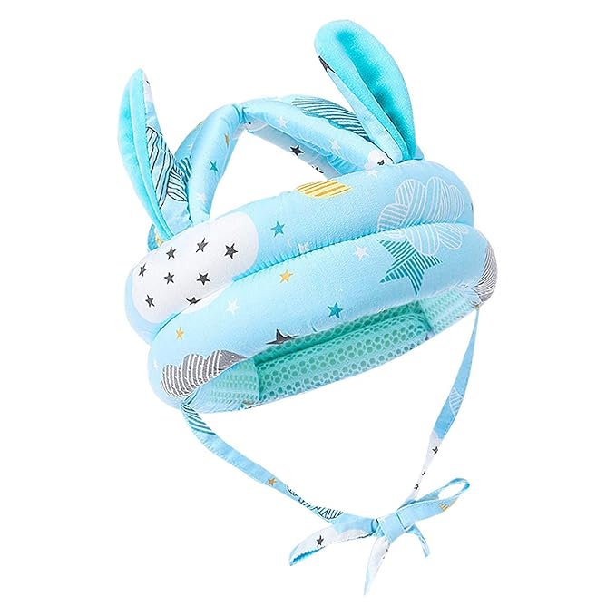 Cute Baby Safety Anti-Bump Walking Helmet, Infant Toddler Anti-Collision Head Cushion Soft Breathable, Kids Anti-Fall Protective Harnesses Cap for Crawling, Walking and Playing (Blue Clouds)