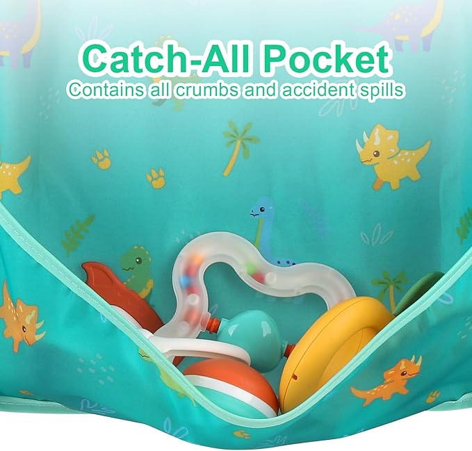 Accmor 4 Pack Long Sleeve Bibs, Baby Smock Waterproof Sleeved Bib Smock for Baby Toddler 6-36 Months
