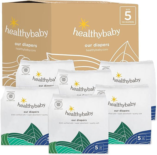 Our Diapers | The First EWG Verified & Microbiome-Friendly Diaper | Size 5 (27-35 lbs) 132 Count | 12-Hour Leak Protection | Made with Organic Cotton & Plant-Derived Materials | Totally Chlorine Free