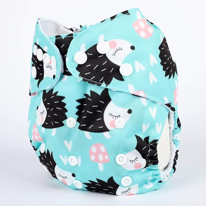 Baby Pocket Diaper Nappy Reusable Washable 8lbs to 36lbs (Hedgehog)