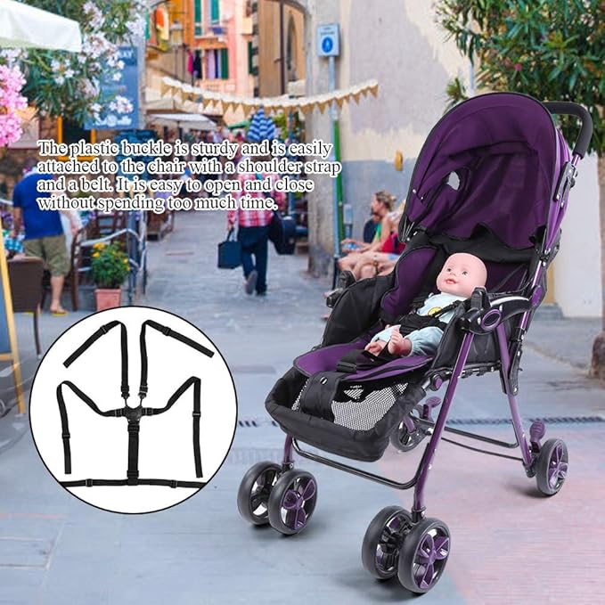 5 Point Child Seat Belt Harness Universal Adjustable Strap Baby Stroller Pushchair Rotating Protection