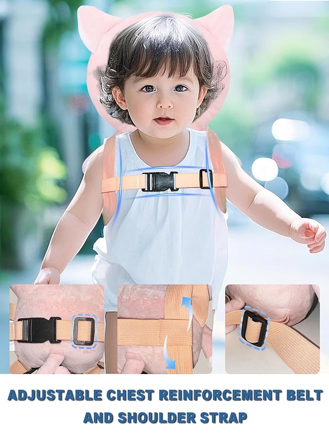 Toddler Harness Leash-Baby Walking Safty Harness (Giraffe, Fall Back Head Protector)