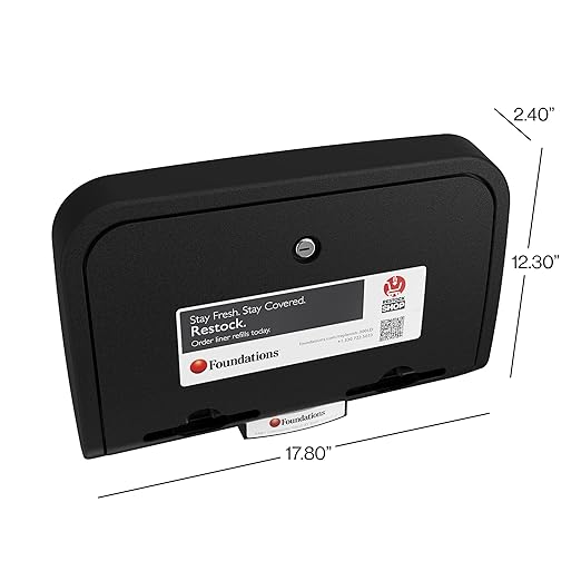 Foundations 300-LD-02 Changing Table Liners Dispenser - Disposable Liners for Elements Changing Station - Easy to Use, Holds up to 50 Paper Liners - with Dispenser Locks - Black