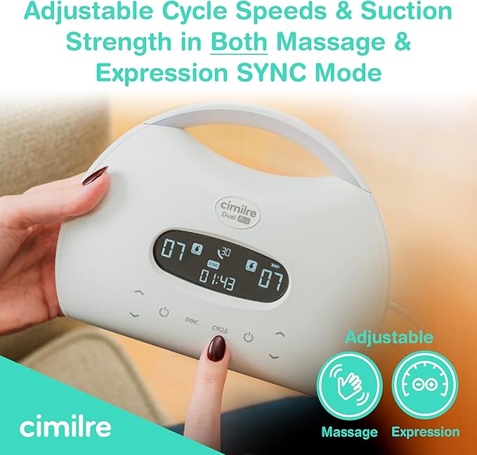 S7 Dual Pro Rechargeable Breast Pump by Cimilre, Customizable Pump Sessions w/Dual Motors, Multiple Cycle Speeds, & Hospital Strength Suction Levels, Double Electric Breast Pump