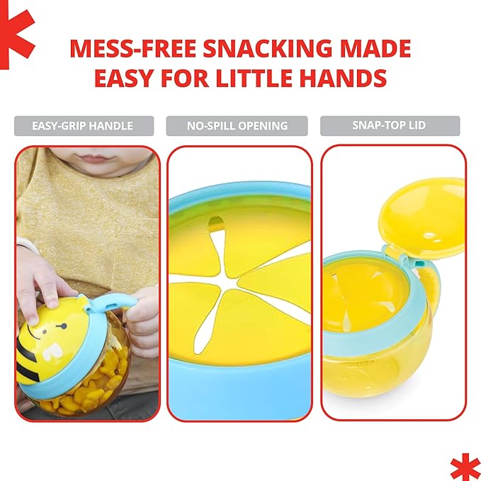 Skip Hop Baby Snack Container, Zoo Snack Cup, Holds 7.5oz, Bee