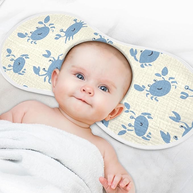 vvfelixl Happy Crabs Burp Cloths for Baby Boy Girls Baby Washcloths Burp Rags 1 Pack