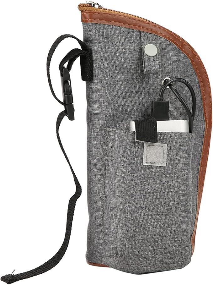 Hilitand USB Heating Portable Travel Mug Milk Warmer Bottle Heater Feeding Bottle Infant Storage Bag(Grey)