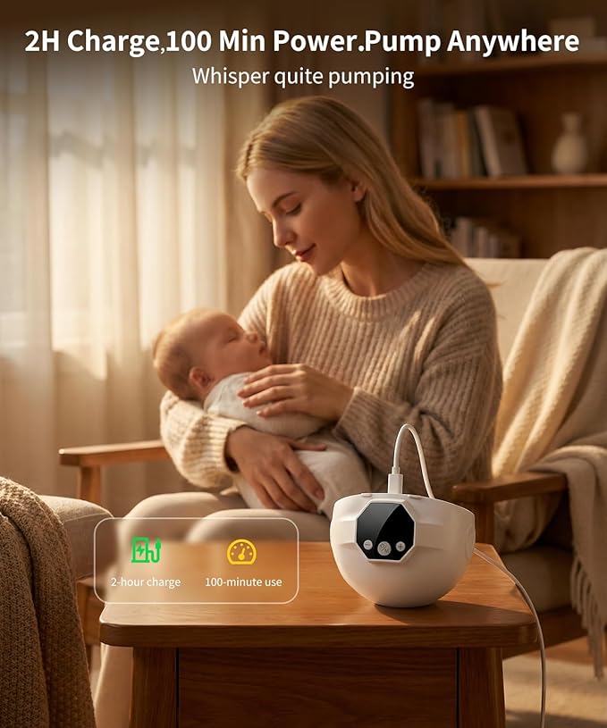 Wearable Breast Pump,Hands-Free Wireless Electric Pump with App-Controlled 5 Modes,15 Adjustable Intensity Settings Lightweight for Office/Driving/Sleeping with 17/19/21 Flange