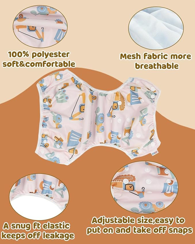 ALVABABY Large Cloth Swim Diaper 3pcs Baby/Toddler/Infant Snap Reusable Adjustable Swimming Diaper Baby Boy and Girl 3ZSWY68A