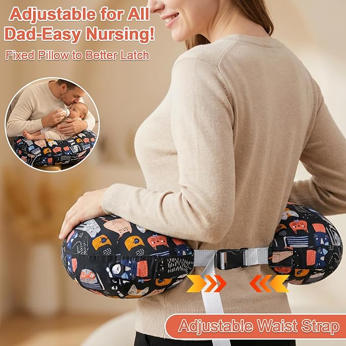 x-vesolje Plus Size Nursing Pillow Wider Support, Breastfeeding Pillow with Adjustable Strap Fit All Body Type, Ergonomic Breast Feeding Pillow, Baby Feeding Pillow for Mom- Max Size/Kitty