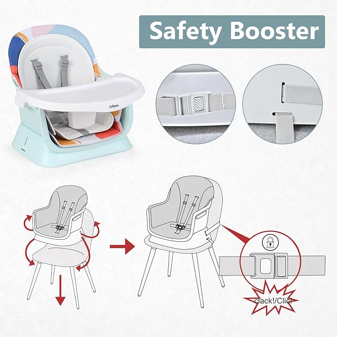 INFANS 8 in 1 Baby High Chair, Convertible Highchair for Babies and Toddlers, Infant Dining Booster Seat, Building Block Table, Kids Stool Table Chair Set with Removable Tray