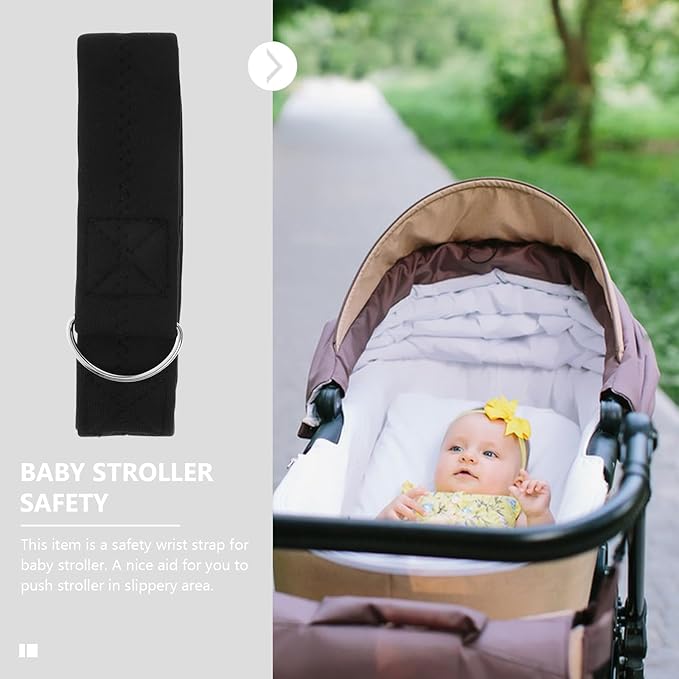 Baby Stroller Safety Wrist Strap Adjustable Wristband with D-Rings for Secure Jogging Stroller and Pushchair Safety 17.32X1.57 Inches