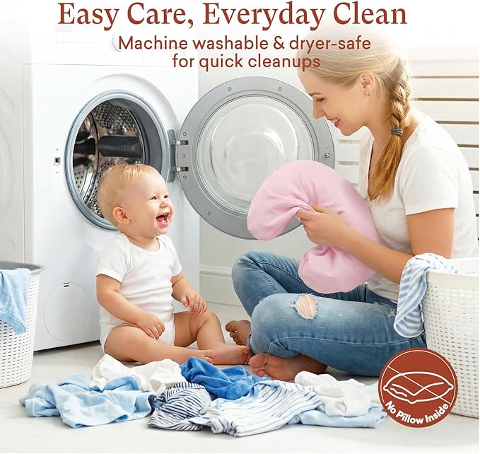 3-Pack Nursing Pillow Cover Compatible with New Boppy Nursing Pillow - Soft Stretchy Microfiber Feeding Pillow Cover, Washable Slipcover for Breastfeeding & Bottle Feeding (Cover Only)