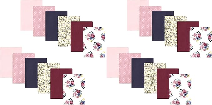 Hudson Baby Unisex Baby Cotton Flannel Burp Cloths Bundle, Blush Navy Floral, One Size (Pack of 2)