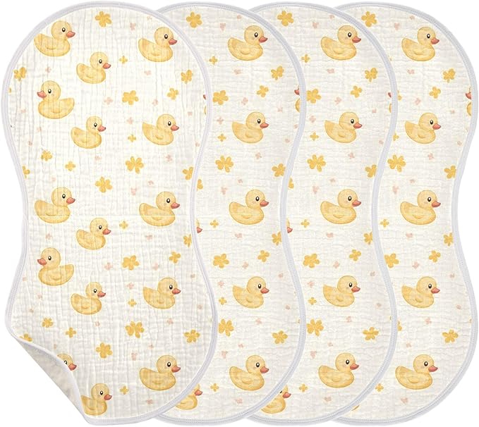 vvfelixl Cute Yellow Rubber Ducks Burp Cloths for Baby Boy Girls Baby Washcloths Burp Rags 1 Pack