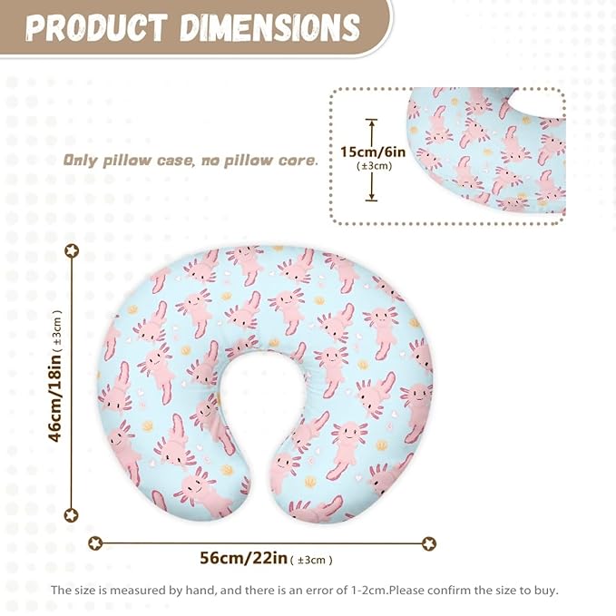 Pink Salamander Boy Girl Nursing Pillow Cover Baby Breastfeeding Slipcover Newborn Safety and Comfy Cover, 1 Pack