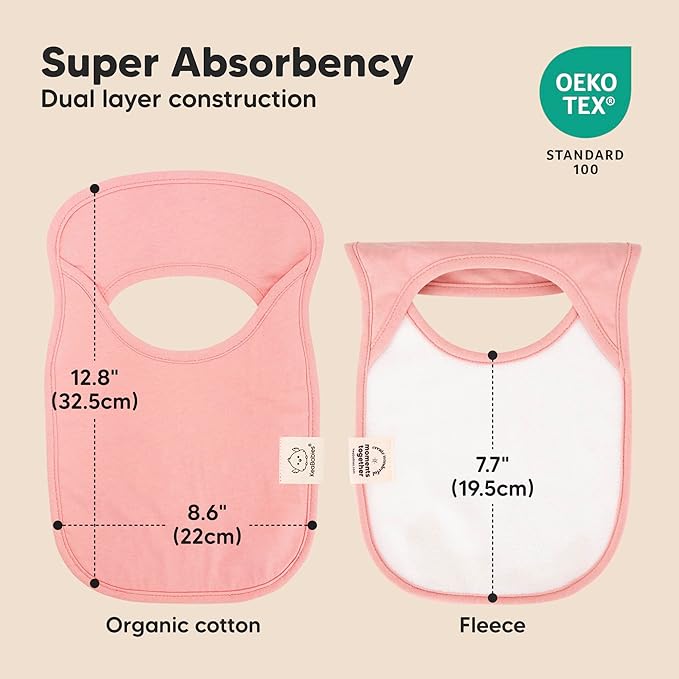 KeaBabies 8-Pack Bibs for Baby Girl, Boy - Pullover Large Baby Bibs for Drooling and Teething Infant, Newborn, Soft & Absorbent Organic Cotton, Long Torso Coverage Keep Toddler Clean & Dry (Dahlia)