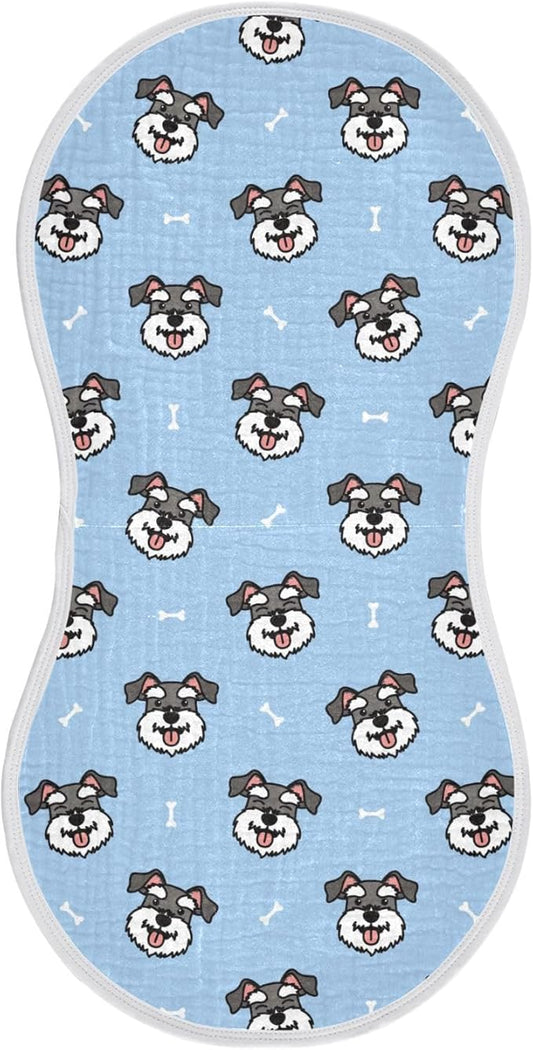 vvfelixl Muslin Burp Cloths Miniature Schnauzer Dog Heads Baby Washcloths for Baby Girl Boys 2 Pack