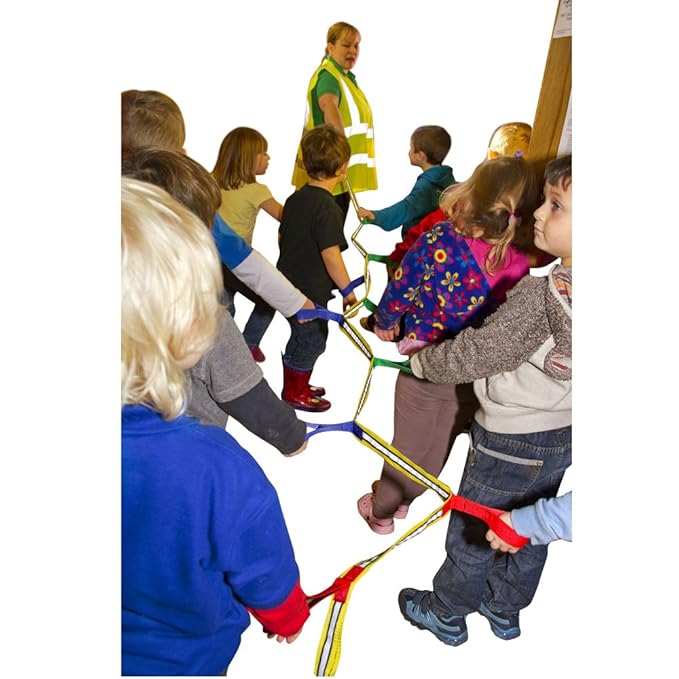 Grab & Go Children's Walking Rope (12 Child). Teacher Designed. Extra Safety Feature on Handles. Strong Fabric & Heavy Duty Stitching. Includes Learning Games for Walks Guide