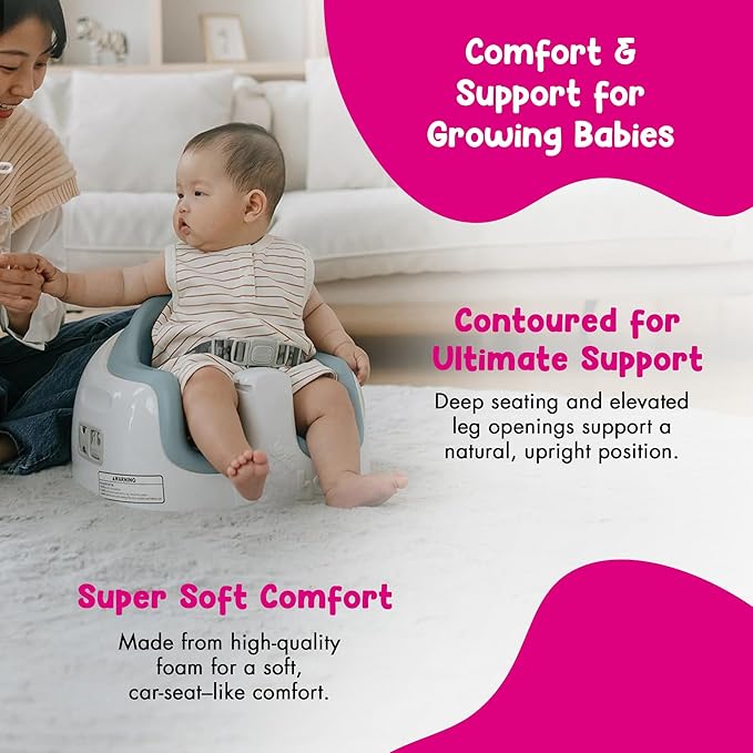 Bumbo 3-in-1 Multi-Seat for 6 to 36 Months, Travel Baby and Infant Feeding & Play Floor Seat, Portable Booster High Chair with Dining and Activity Tray, White/Desert Mirage
