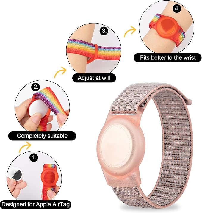 Bracelet for Kids, Protective Cover with Nylon Wristband, Anti Lost GPS Trackers Case Cover Elastic Watch Band for Toddlers Girls Boys Elders(Pink)