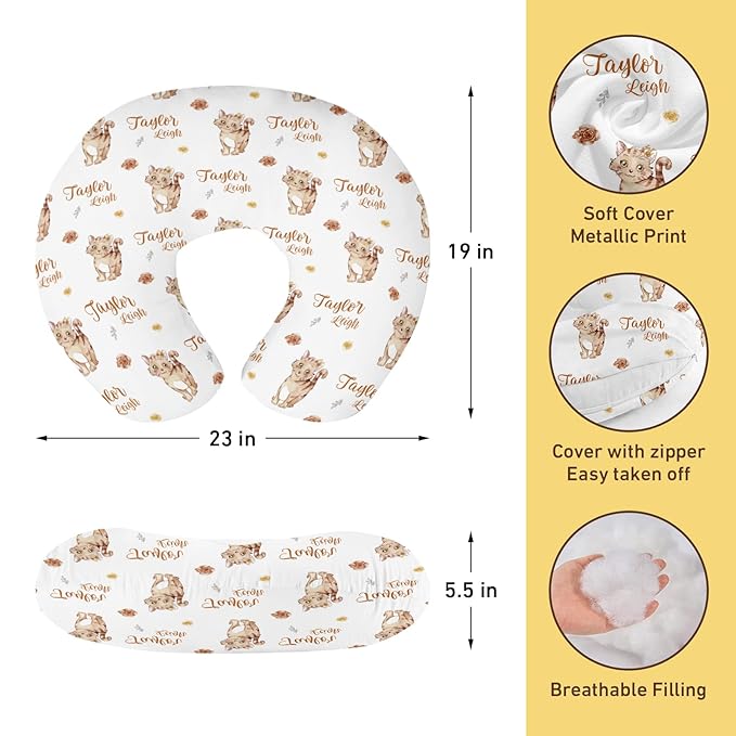 Dyoart Custom Baby Nursing Pillow Cover for Nursing, Cat Design Removable Nursing Covers for Breastfeeding Pillows, Ultra Soft Comfortable Slipcover for Newborn Baby Boys and Girls