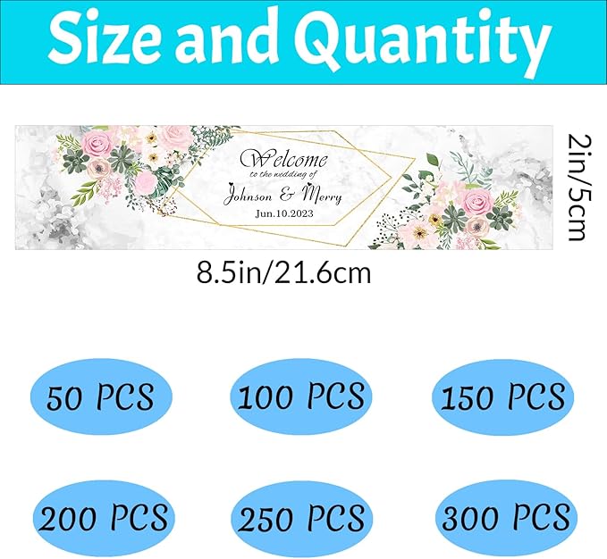 Personalized Water Bottle Labels for Wedding Custom Wedding Labels with Name for Water Bottle Stickers Waterproof Printable Photo Bottle Labels Bridal Shower Gifts 50 Pcs