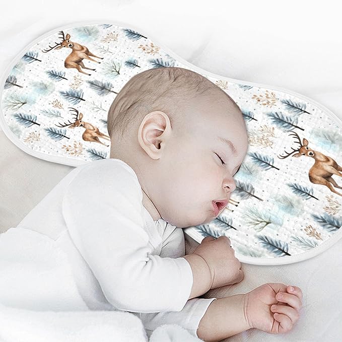 4Pcs Woodland Deer Burp Cloth,Unisex Large Absorbent Soft Cotton Muslin Burping Cloths for Newborn Boys Girls,11x22in,A110943