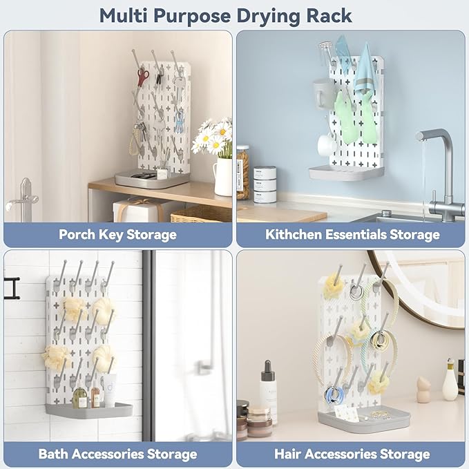 Baby Bottle Drying Rack Baby Bottle Holder Space Saving Bottle Dryer Rack Station Countertop Storage Organizer 12 Travel Bottle Drying Rack Vertical Breast Pump Part Plastic Bag Cup Dryer Tower Grey