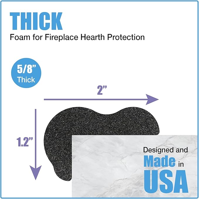 KidKusion Extra Long Hearth Cushion | Made in USA | Black | 14.33 Ft of Padding | Child Safety, Edge and Corner Guard, Baby Proof Fireplace Bumper