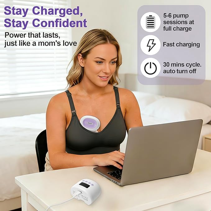 Hands-Free Wearable Electric Portable Breast Pump with 4 Modes 12 Levels Adjustable and Intelligent Memory for Breastfeeding Moms