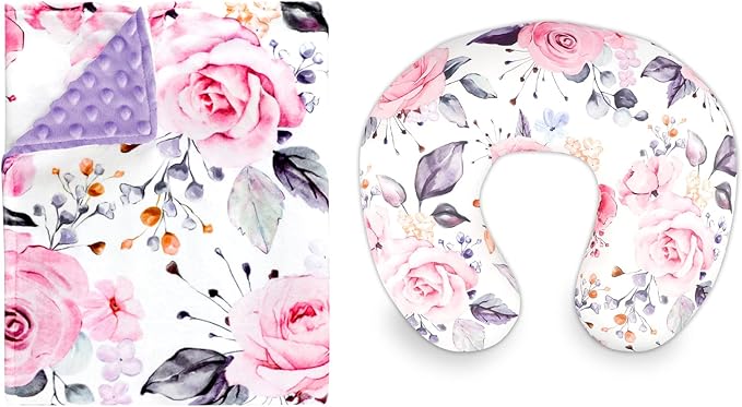 Infant Blanket and Nursing Pillow Cover for Baby Girls, Stylish Floral Patterns Ultra Soft and Comfortable Fabric